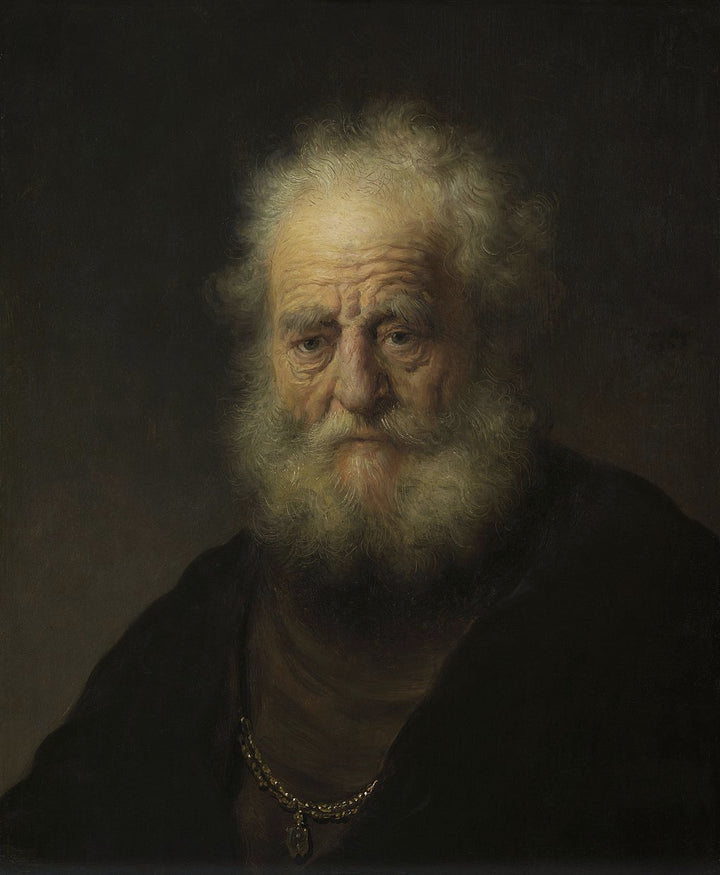 Study of an Old Man with a Gold Chain Painting by Rembrandt Oil on Canvas Reproduction