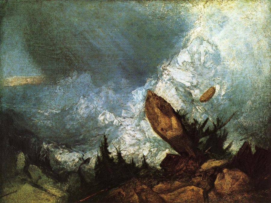 The Fall of an Avalanche in the Grisons by J. M. W. Turner. Seascape painting, Turner artworks, Turner canvas art, J. M. W. Turner oil painting, Turner reproduction for sale. Landscape paintings, Turner art decor, Turner oil painting on canvas, Blue Surf Art