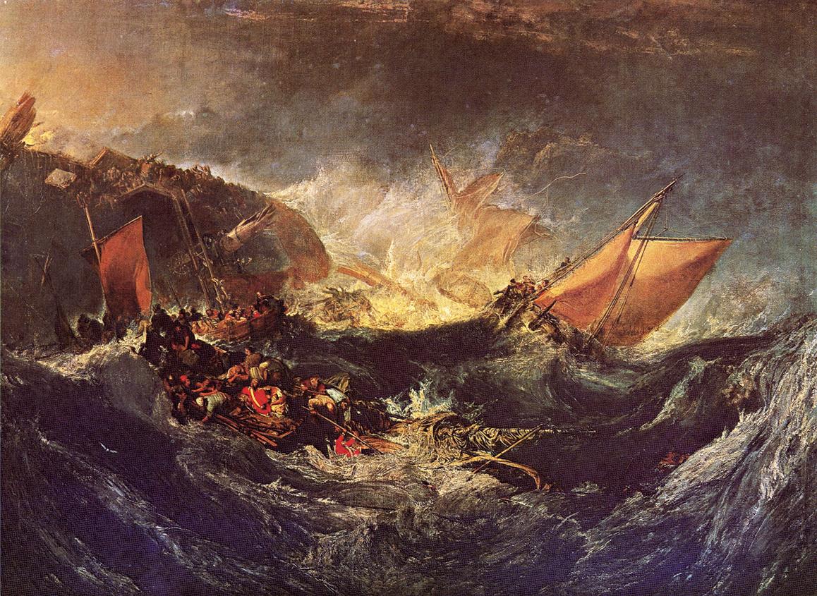 The Wreck of a Transport Ship by J. M. W. Turner. Seascape painting, Turner artworks, Turner canvas art, J. M. W. Turner oil painting, Turner reproduction for sale. Landscape paintings, Turner art decor, Turner oil painting on canvas, Blue Surf Art