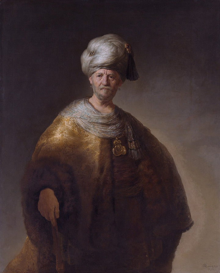 Knee-length Figure of a Man in an Oriental Dress (‘The Noble Slav’) Painting by Rembrandt Oil on Canvas Reproduction