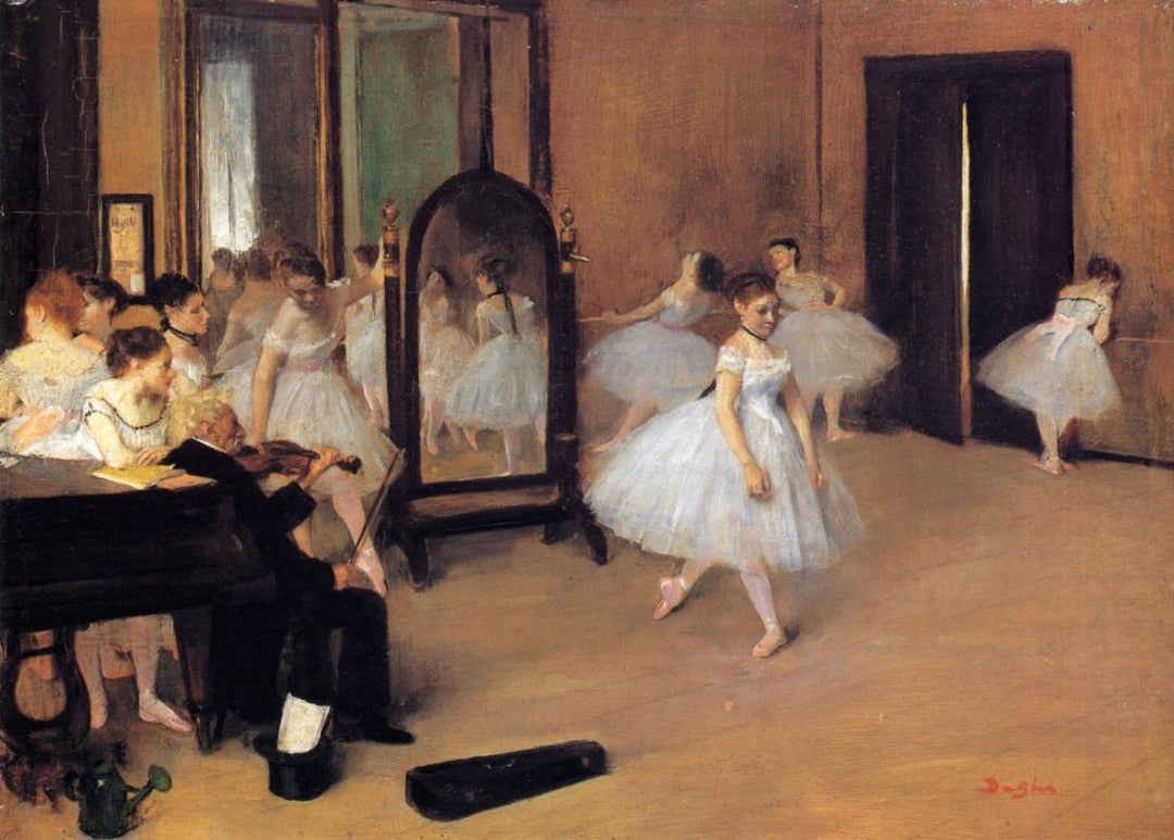 The Dancing Class Painting by Edgar Degas Reproduction Oil on Canvas. BlueSurfArt.com