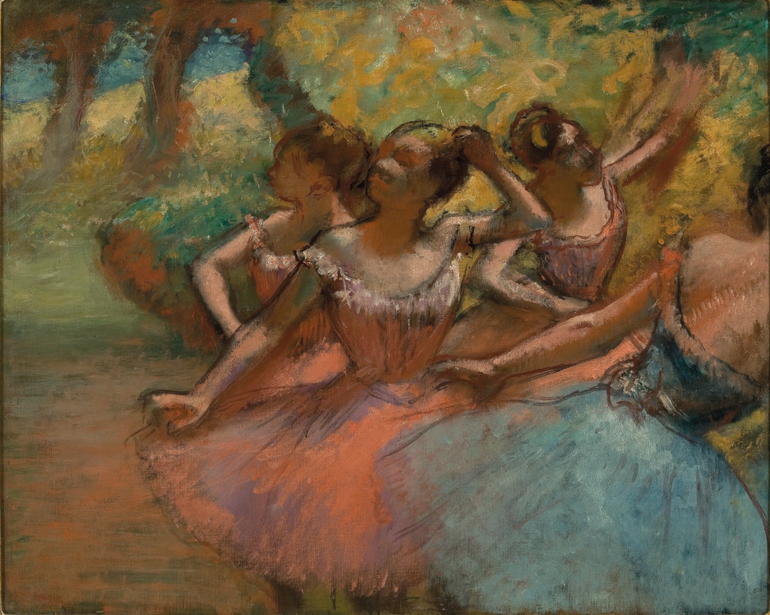 Four Ballerinas on Stage Painting by Edgar Degas Reproduction Oil on Canvas