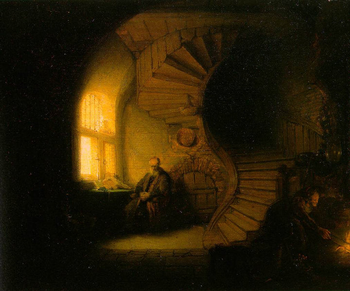 Philosopher in Meditation Painting by Rembrandt Oil on Canvas Reproduction