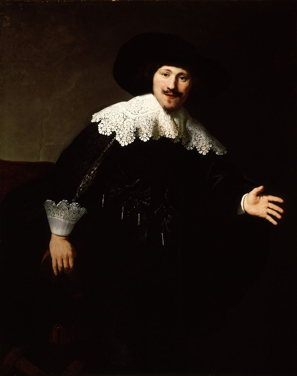 Portrait of a Man Rising from his Chair Painting by Rembrandt Oil on Canvas Reproduction