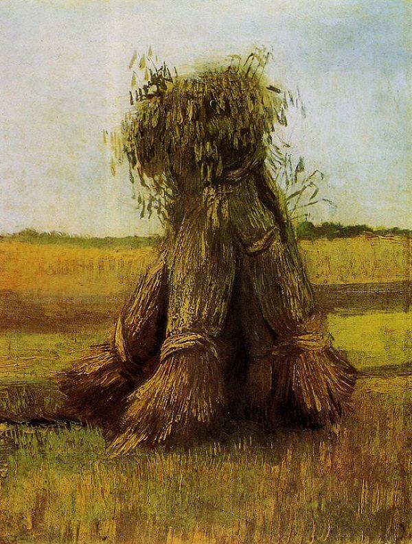 Sheaves of Wheat in a Field 1884 by Van Gogh Reproduction for Sale - Blue Surf Art