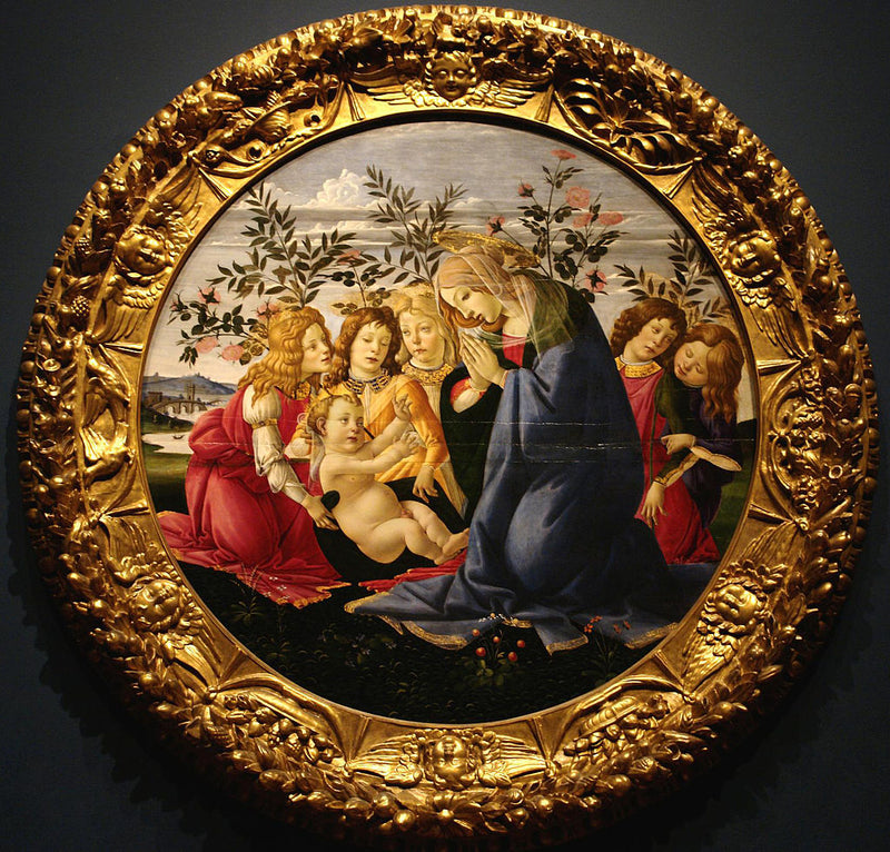 Madonna Adoring the Child with Five Angels by Sandro Botticelli I Blue Surf Art