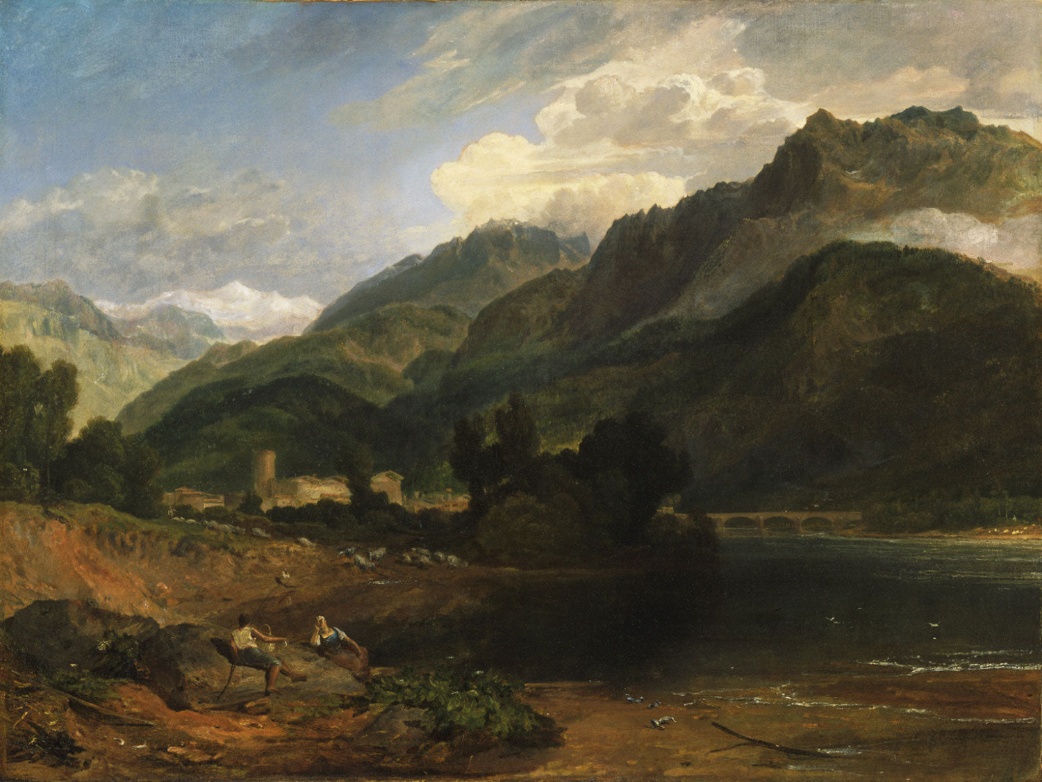 Bonneville, Savoy by J. M. W. Turner. Seascape painting, Turner artworks, Turner canvas art, J. M. W. Turner oil painting, Turner reproduction for sale. Landscape paintings, Turner art decor, Turner oil painting on canvas, Blue Surf Art