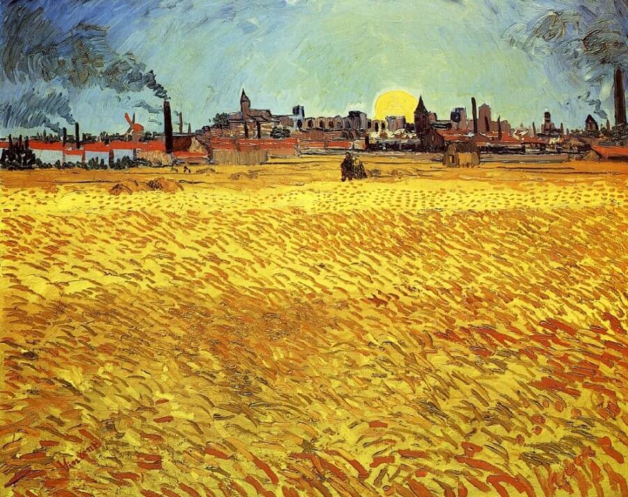 Sunset at Wheat Field, 1888 by Van Gogh Reproduction for Sale - Blue Surf Art