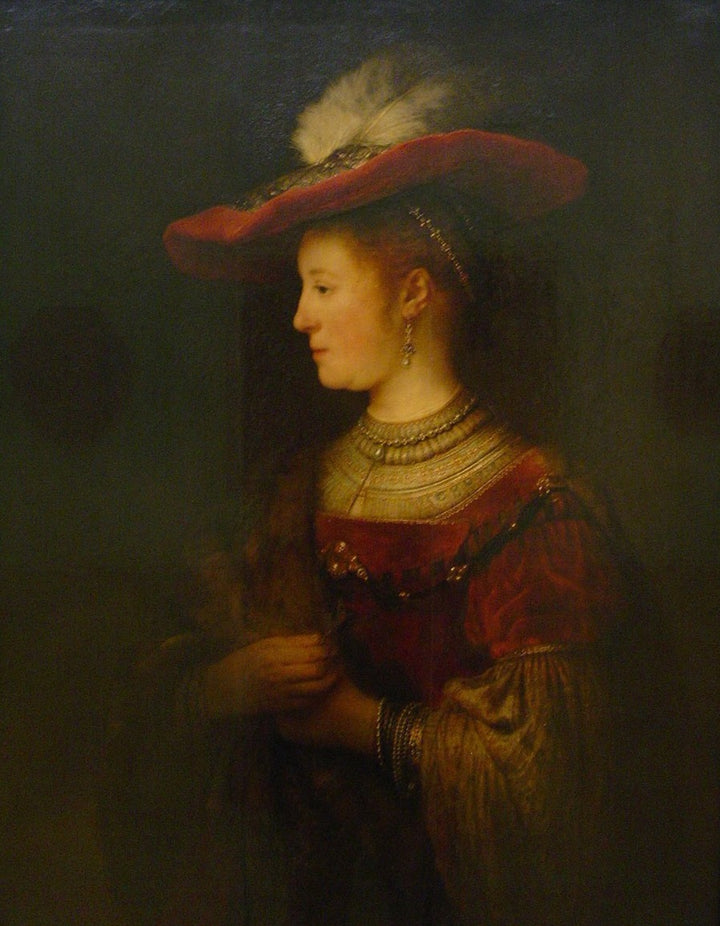 Half-length Portrait of Saskia van Uylenburgh Painting by Rembrandt Oil on Canvas Reproduction