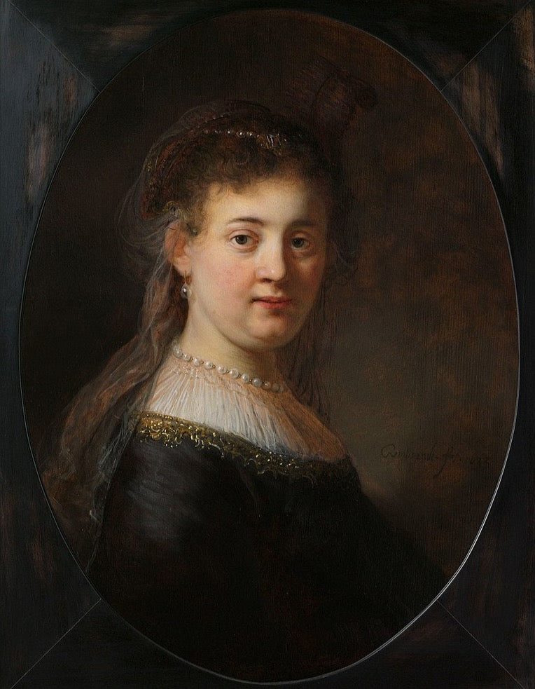 Bust of Young Woman Painting by Rembrandt Oil on Canvas Reproduction