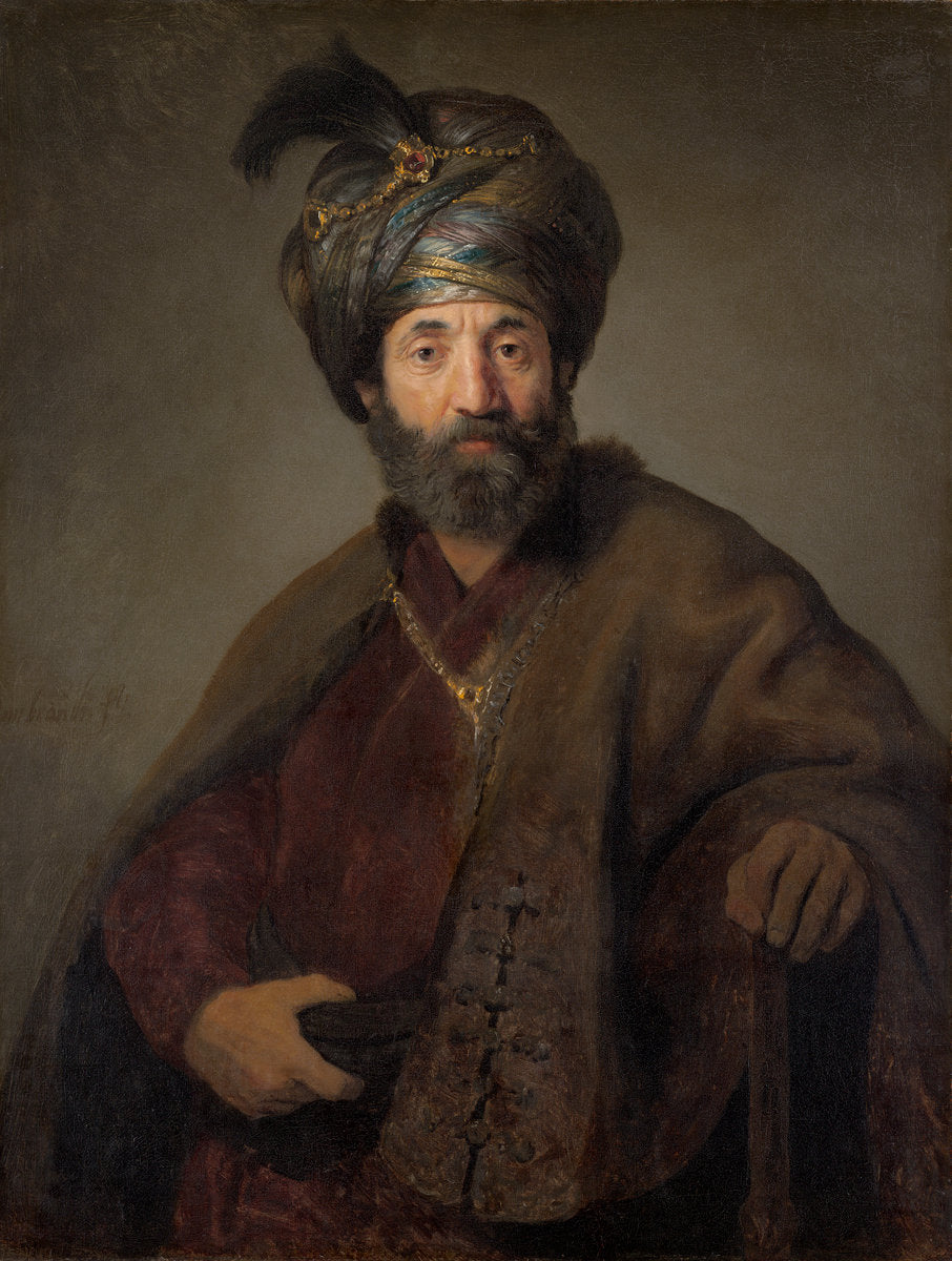 Man in Oriental Costume Painting by Rembrandt Oil on Canvas Reproduction