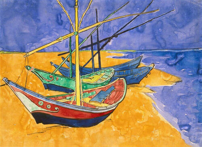 Boats at Saintes Maries, 1888 by Van Gogh Reproduction for Sale - Blue Surf Art