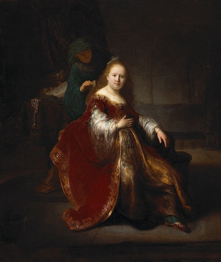 A Young Woman (Esther? Judith?) at her Toilet Painting by Rembrandt Oil on Canvas Reproduction