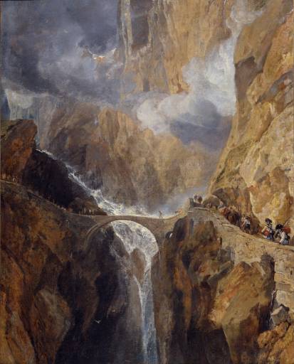 The Devil’s Bridge, St Gothard by J. M. W. Turner. Seascape painting, Turner artworks, Turner canvas art, J. M. W. Turner oil painting, Turner reproduction for sale. Landscape paintings, Turner art decor, Turner oil painting on canvas, Blue Surf Art