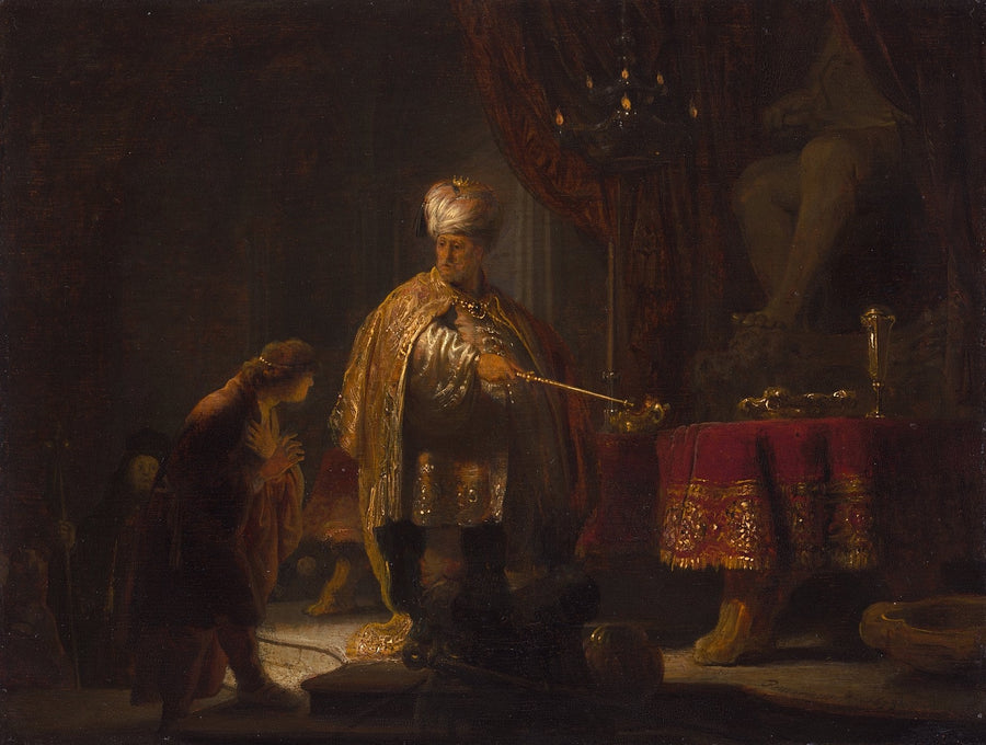 Daniel Refuses to Worship the Idol Baal Painting by Rembrandt Oil on Canvas Reproduction by Blue Surf Art