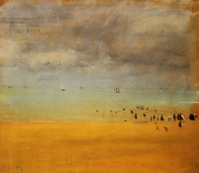 Beach at Low Tide Painting by Edgar Degas Reproduction Oil on Canvas. Blue Surf Art .com