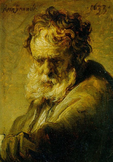 A Bust of an Old Man Painting by Rembrandt Oil on Canvas Reproduction by Blue Surf Art