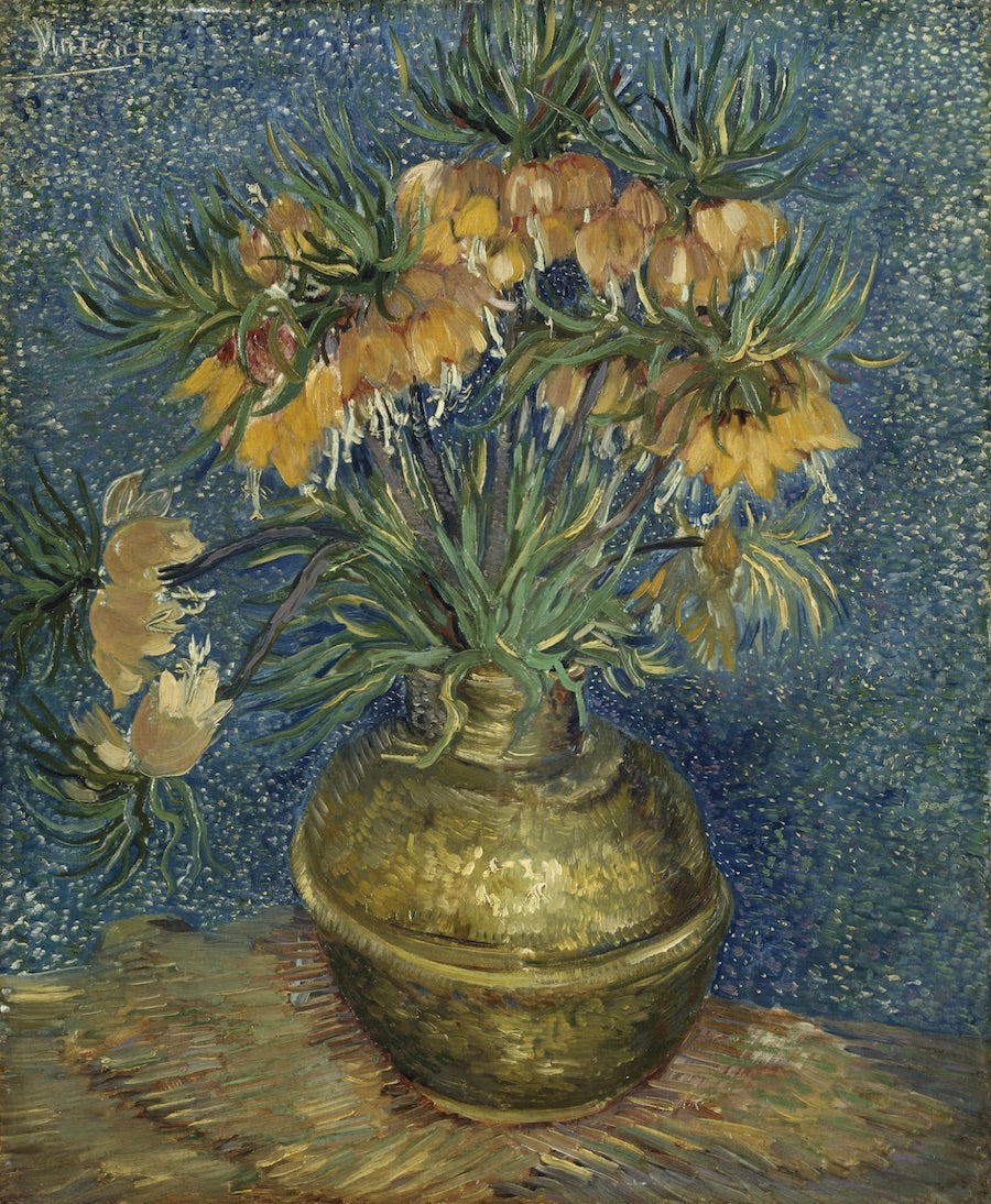 Imperial Fritillaries in a Copper Vase, 1887 by Van Gogh Reproduction for Sale - Blue Surf Art