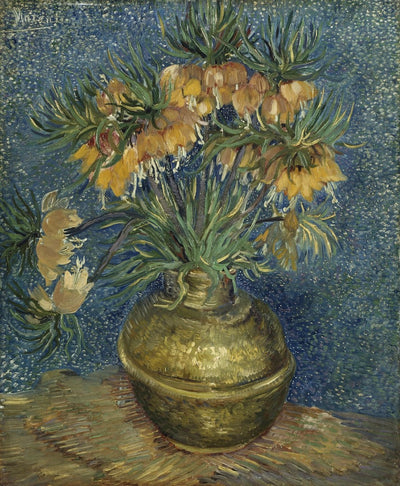Imperial Fritillaries in a Copper Vase, 1887 by Van Gogh Reproduction for Sale - Blue Surf Art