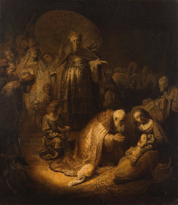 The Adoration of the Magi Painting by Rembrandt Oil on Canvas Reproduction by Blue Surf Art