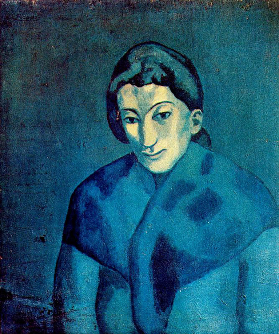 Woman in a shawl by Pablo Picasso. Picasso artworks, Picasso wall art, Picasso canvas art, Picasso reproduction for sale, Picasso oil painting on canvas, Blue Surf Art