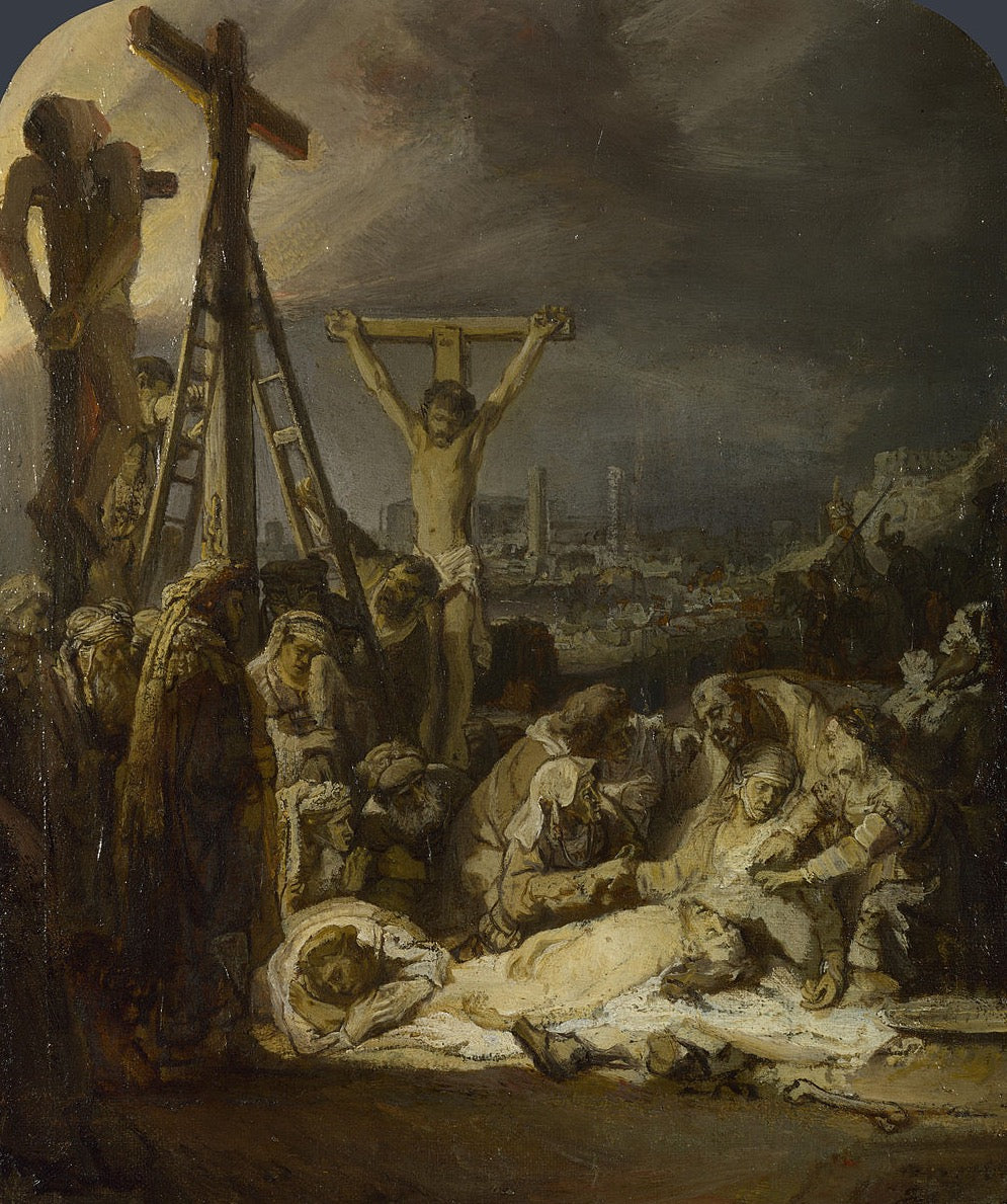 The Lamentation Painting by Rembrandt Oil on Canvas Reproduction by Blue Surf Art