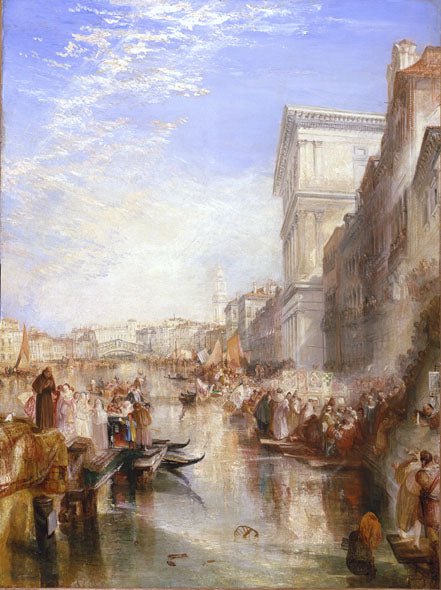 The Grand Canal Scene, A Street In Venice by J. M. W. Turner. Seascape painting, Turner artworks, Turner canvas art, J. M. W. Turner oil painting, Turner reproduction for sale. Landscape paintings, Turner art decor, Turner oil painting on canvas, Blue Surf Art