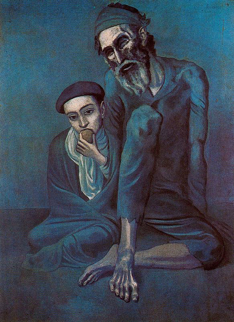 Old blind man with boy by Pablo Picasso. Picasso artworks, Picasso wall art, Picasso canvas art, Picasso reproduction for sale, Picasso oil painting on canvas, Blue Surf Art