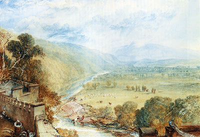 Ingleborough From The Terrace Of Hornby Castle by J. M. W. Turner. Seascape painting, Turner artworks, Turner canvas art, J. M. W. Turner oil painting, Turner reproduction for sale. Landscape paintings, Turner art decor, Turner oil painting on canvas, Blue Surf Art