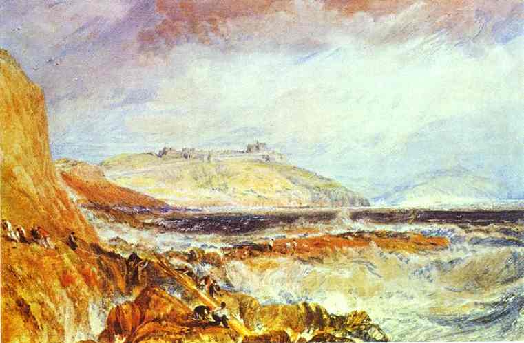 Pendennis Castle, Cornwall Scene after a Wreck by J. M. W. Turner. Seascape painting, Turner artworks, Turner canvas art, J. M. W. Turner oil painting, Turner reproduction for sale. Landscape paintings, Turner art decor, Turner oil painting on canvas, Blue Surf Art