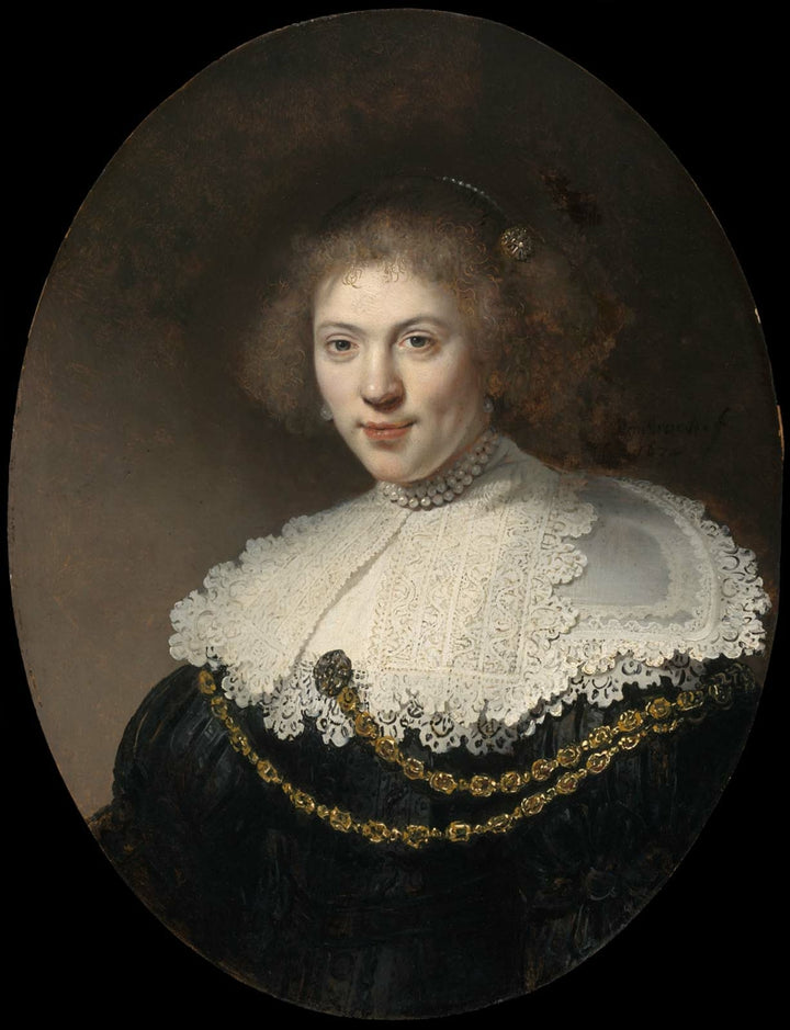 Portrait of a Woman Painting by Rembrandt Oil on Canvas Reproduction by Blue Surf Art
