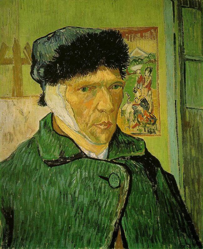 Self Portrait with Bandaged Ear, 1889 by Van Gogh Reproduction for Sale - Blue Surf Art