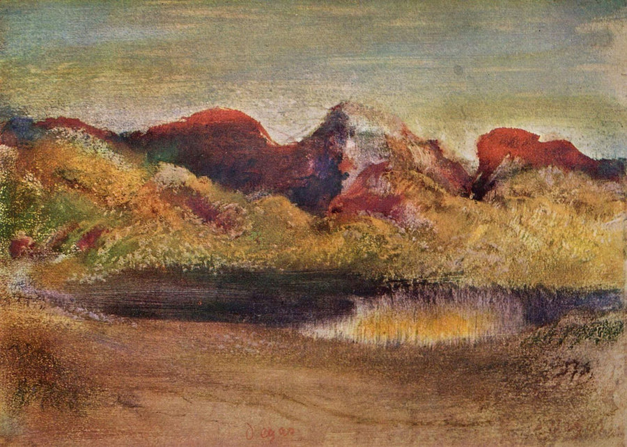 Lake and Mountains Painting by Edgar Degas Reproduction Oil on Canvas