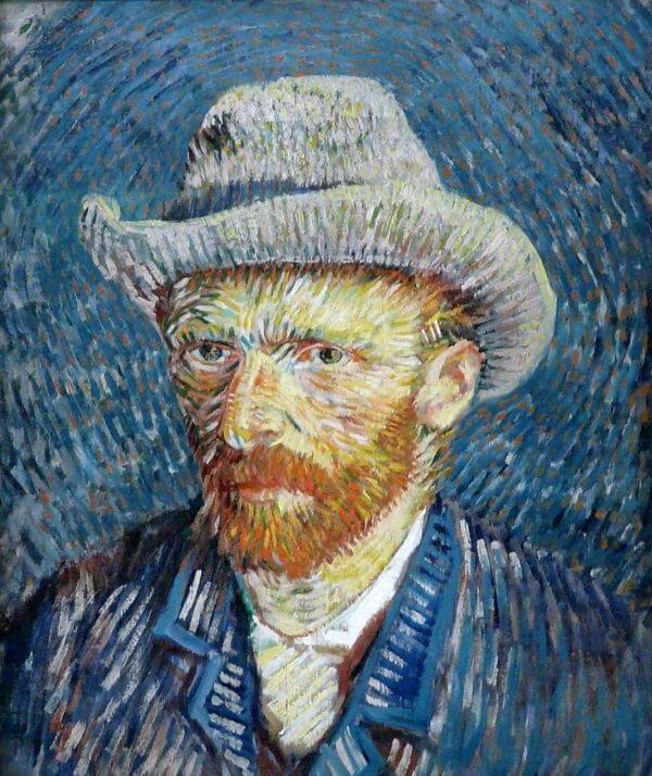 Self Portrait with Grey Felt Hat, 1887 by Van Gogh Reproduction for Sale - Blue Surf Art