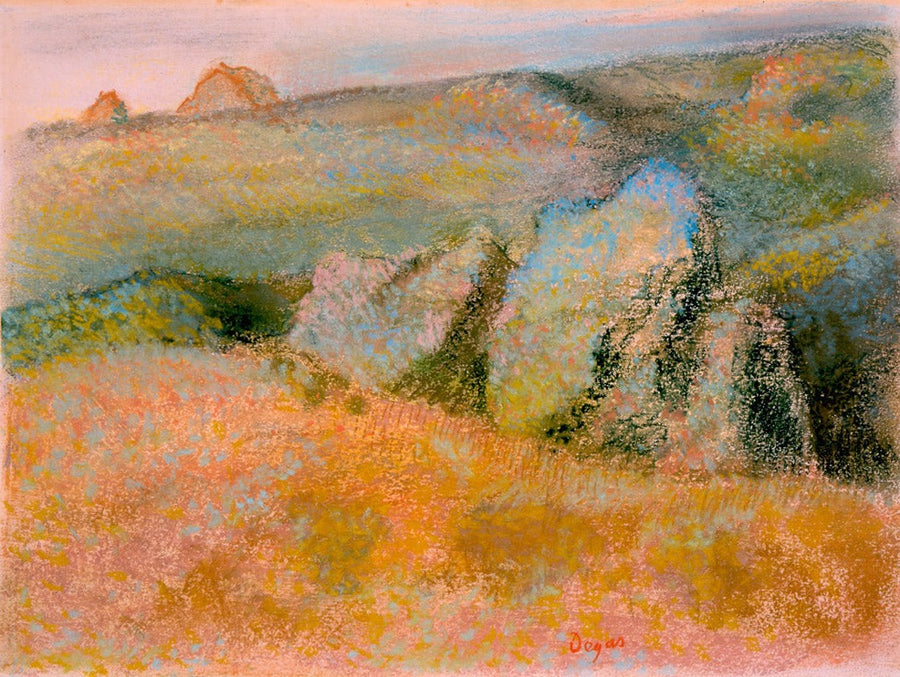 Landscape with Rocks Painting by Edgar Degas Reproduction Oil on Canvas
