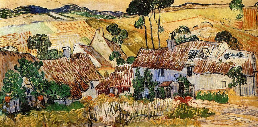 Thatched Houses against a Hill, 1890 by Van Gogh Reproduction for Sale - Blue Surf Art