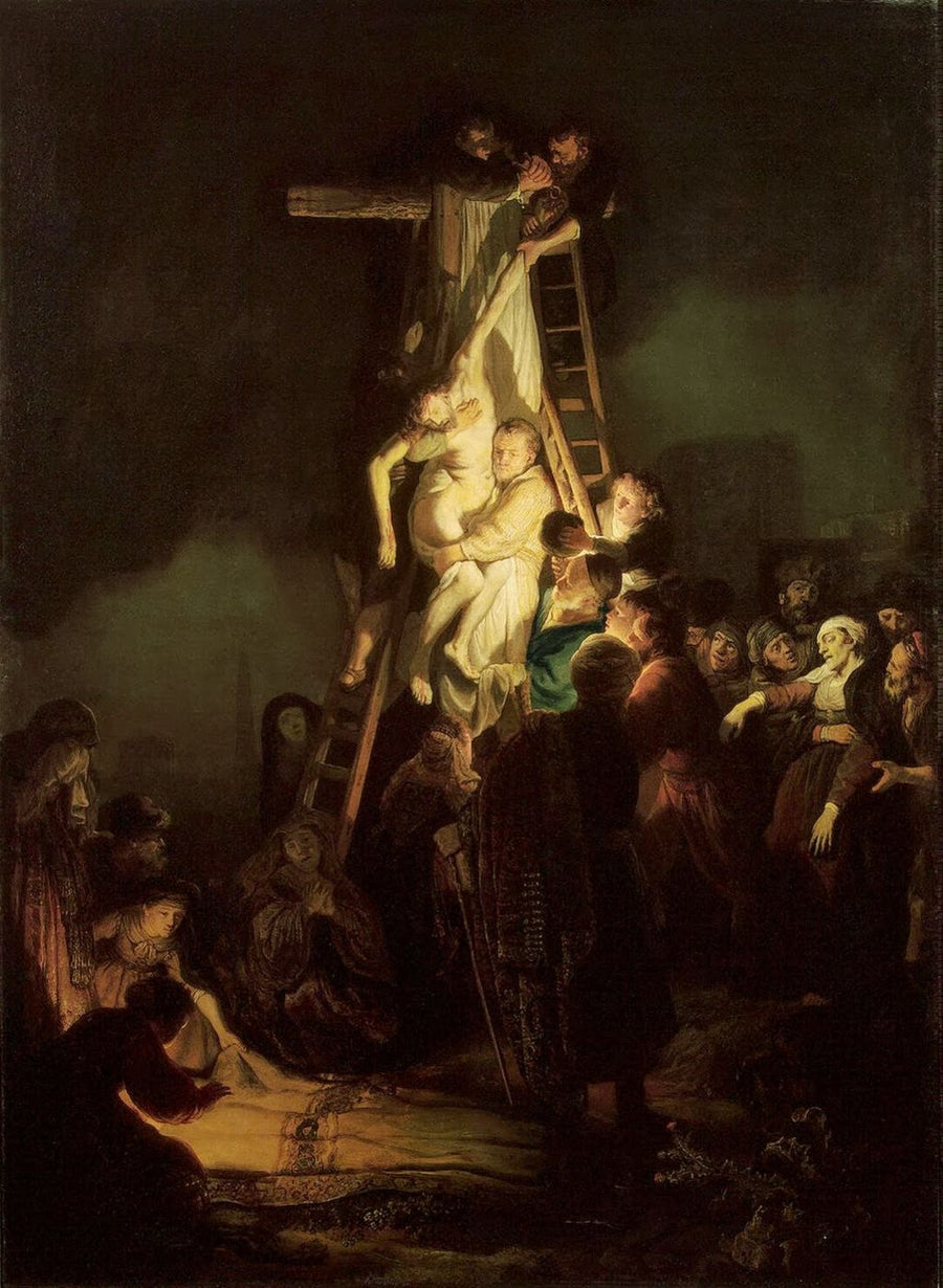 The Descent from the Cross Painting by Rembrandt Oil on Canvas Reproduction by Blue Surf Art