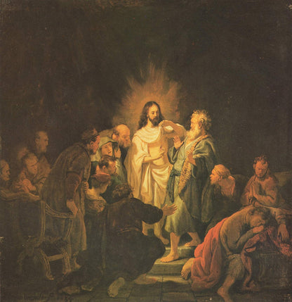 The Incredulity of Thomas Painting by Rembrandt Oil on Canvas Reproduction by Blue Surf Art