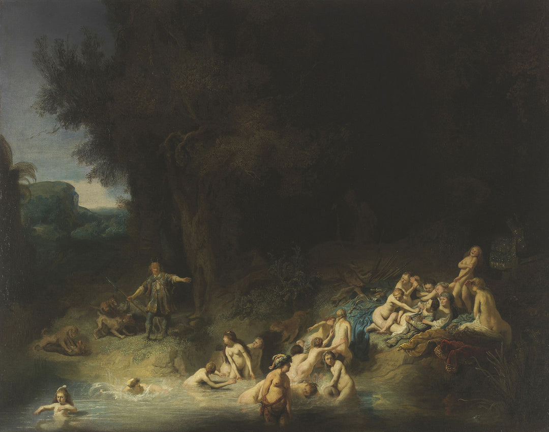 Diana Bathing with her Nymphs, with the Stories of Actaeon and Callisto Painting by Rembrandt Oil on Canvas Reproduction
