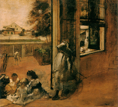  Yard of House in New Orleans, study, 1873 Painting by Edgar Degas Reproduction Oil on Canvas