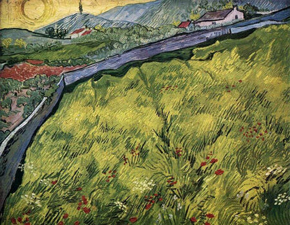 The Green Wheat Field Behind the Asylum, 1889 by Van Gogh Reproduction for Sale - Blue Surf Art