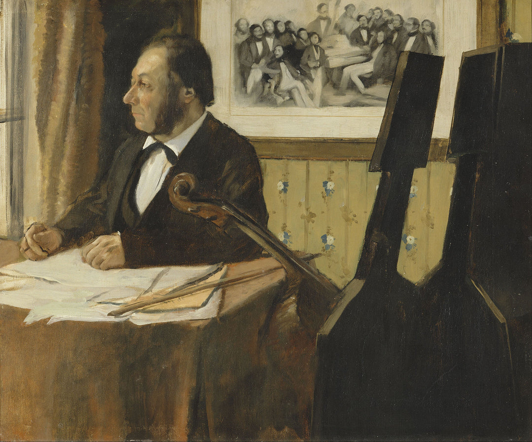 Le Violoncelliste Pilet Painting by Edgar Degas Reproduction Oil on Canvas