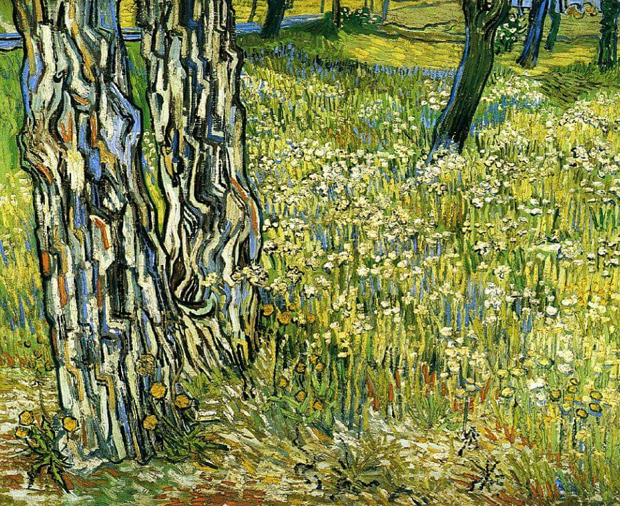 Tree Trunks in the Grass, 1890 by Van Gogh Reproduction for Sale - Blue Surf Art