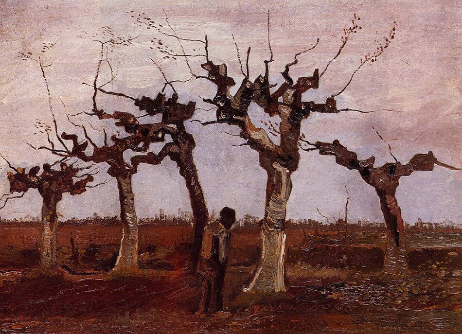 Landscape with Pollard Birches, 1884 by Van Gogh Reproduction for Sale - Blue Surf Art