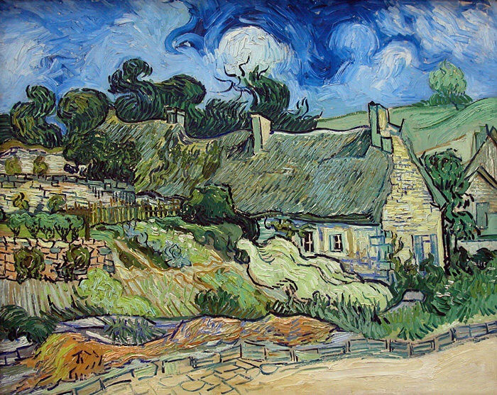 Straw-Roofed Houses, 1890 by Van Gogh Reproduction for Sale - Blue Surf Art
