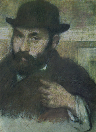 Bust man with the soft hat Painting by Edgar Degas Reproduction Oil on Canvas