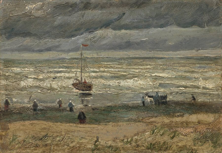 Beach at Scheveningen in Stormy Weather 1882 by Van Gogh Reproduction for Sale - Blue Surf Art