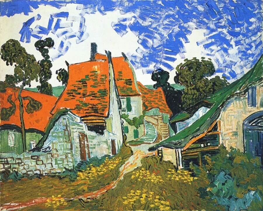 Village Street in Auvers, 1890 by Van Gogh Reproduction for Sale - Blue Surf Art