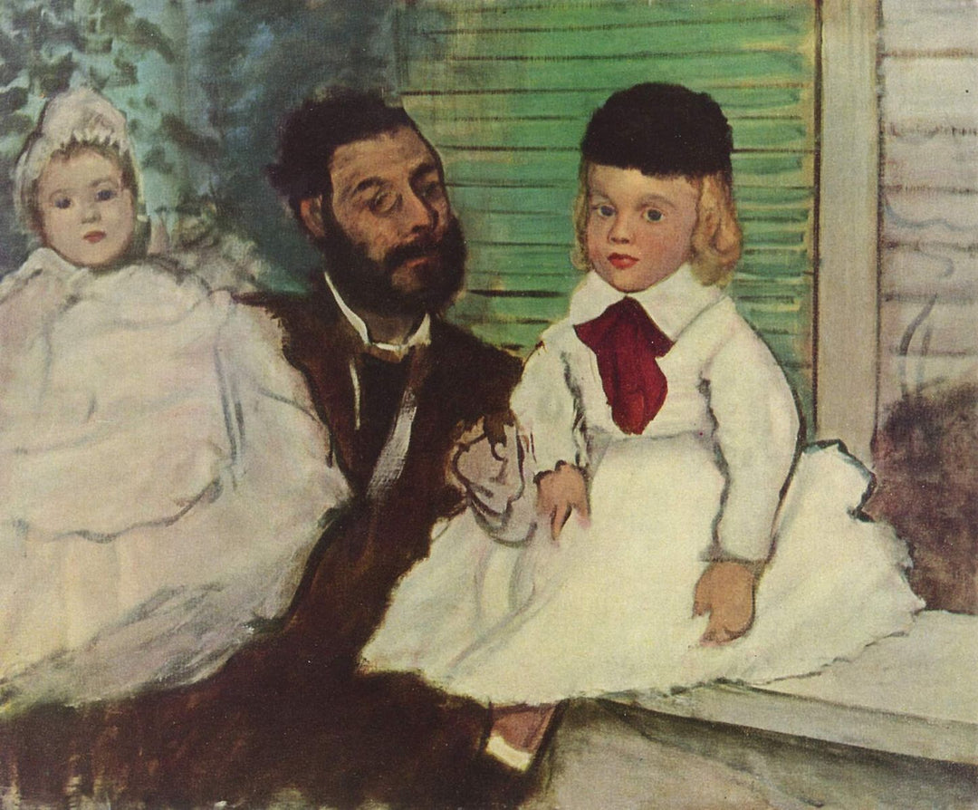 Count Lepic and His Daughters Painting by Edgar Degas Reproduction Oil on Canvas