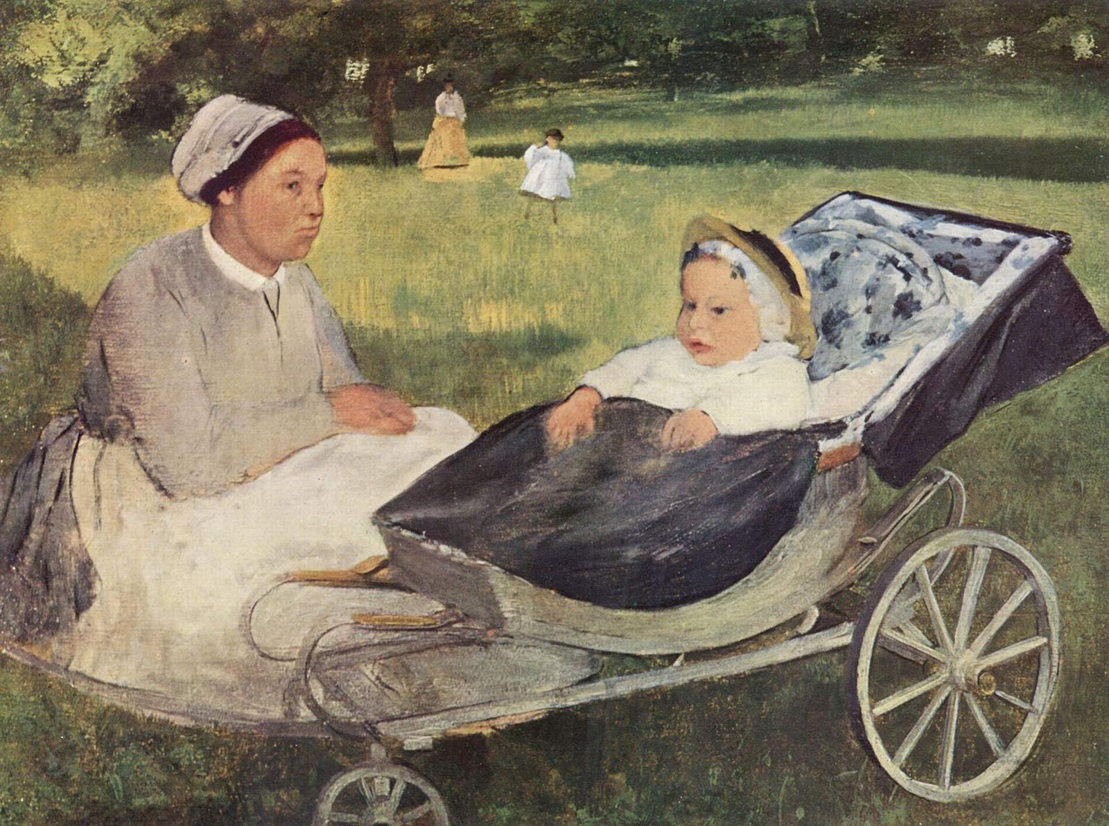 Portrait of Henri Valpinçon as a child with a governess Painting by Edgar Degas Reproduction Oil on Canvas